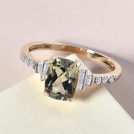 9K Yellow Gold Turkizite and Natural Zircon Ring 1.86 Ct.