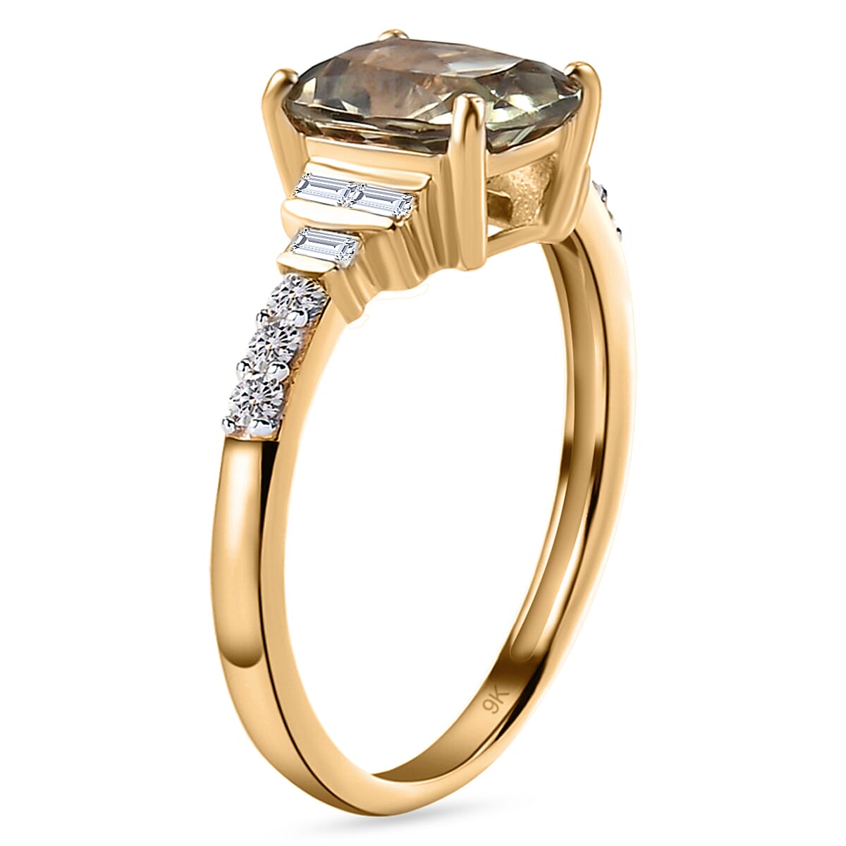 9K Yellow Gold Turkizite and Natural Zircon Ring 1.86 Ct.
