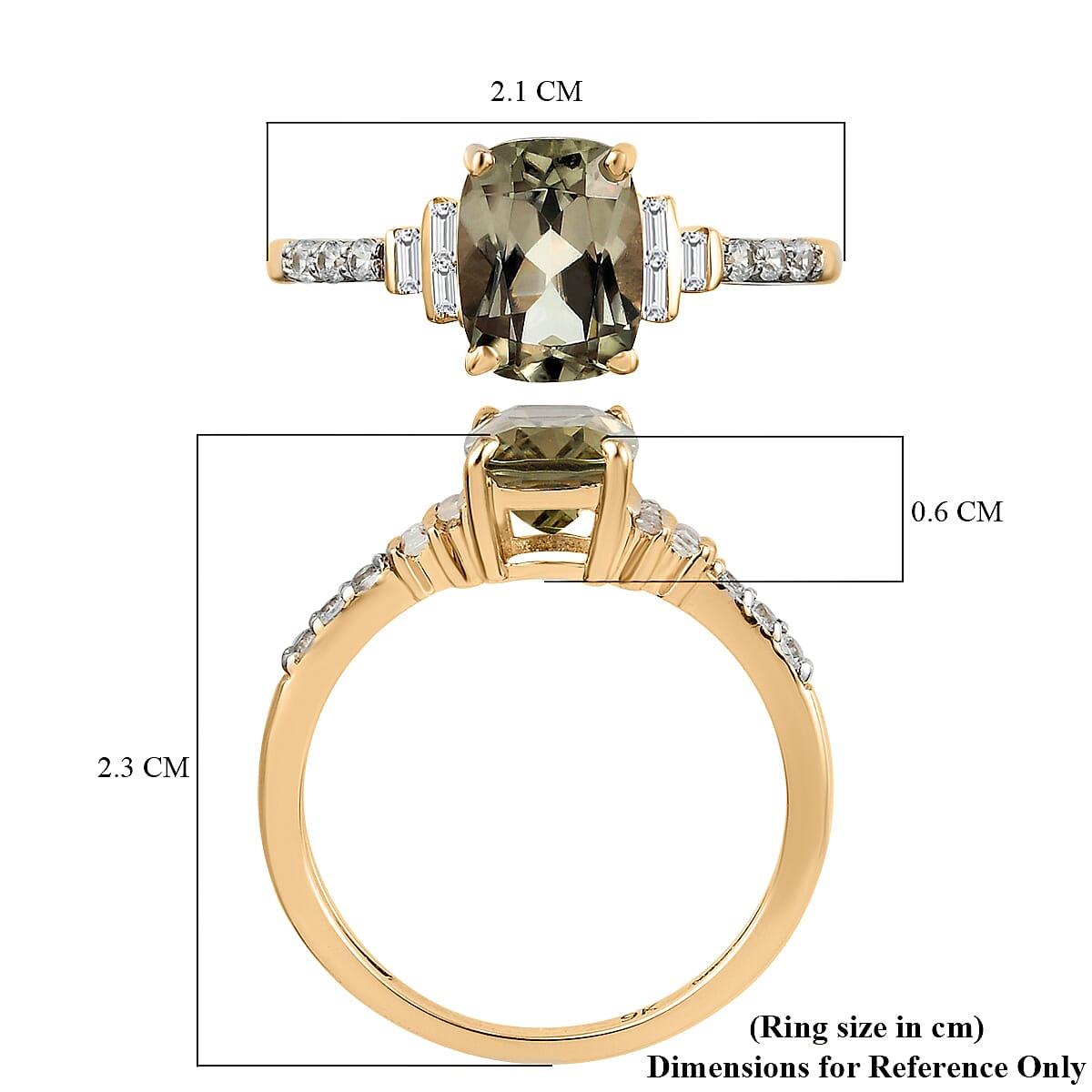9K Yellow Gold Turkizite and Natural Zircon Ring 1.86 Ct.