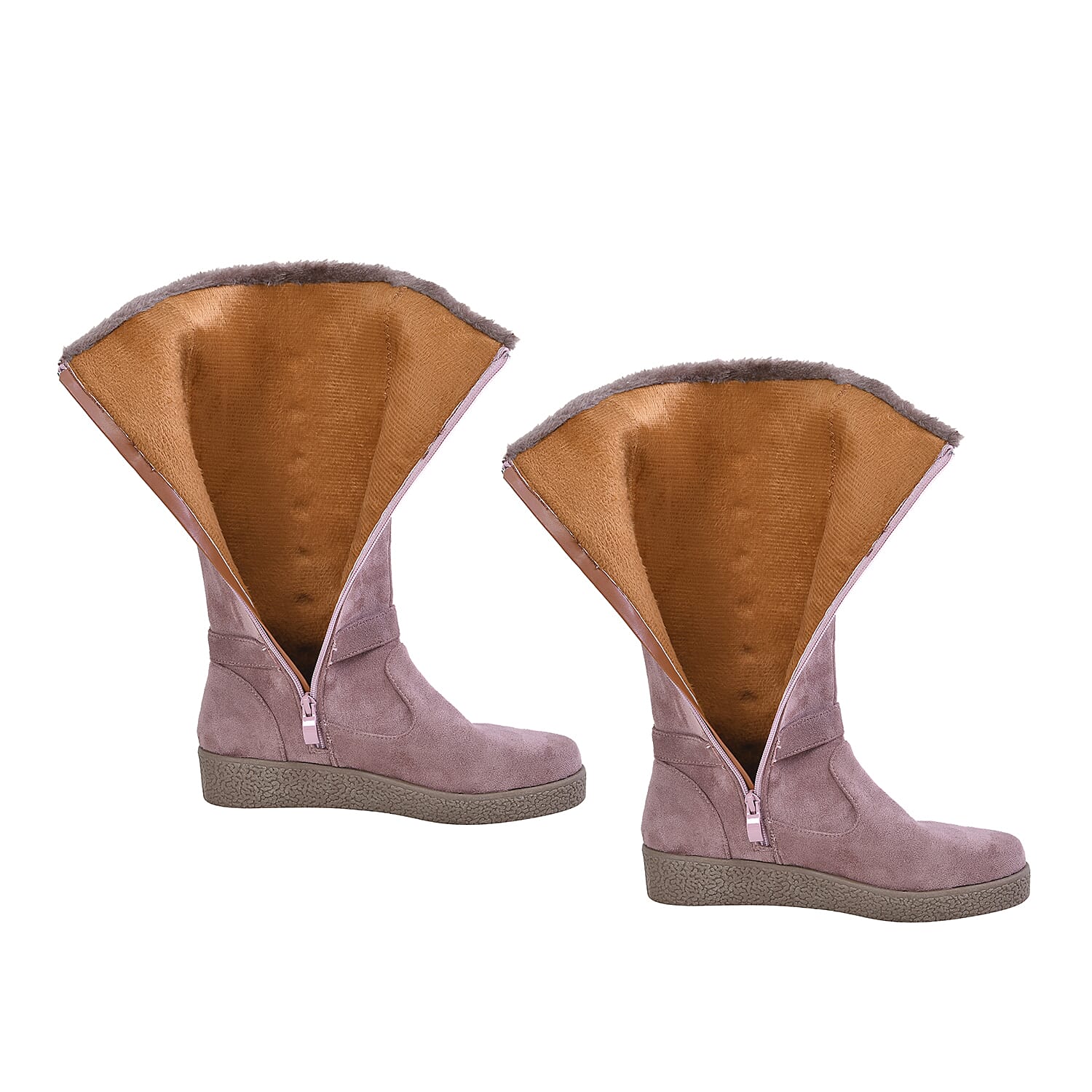 LA MAREY Faux Fur Boots - Black