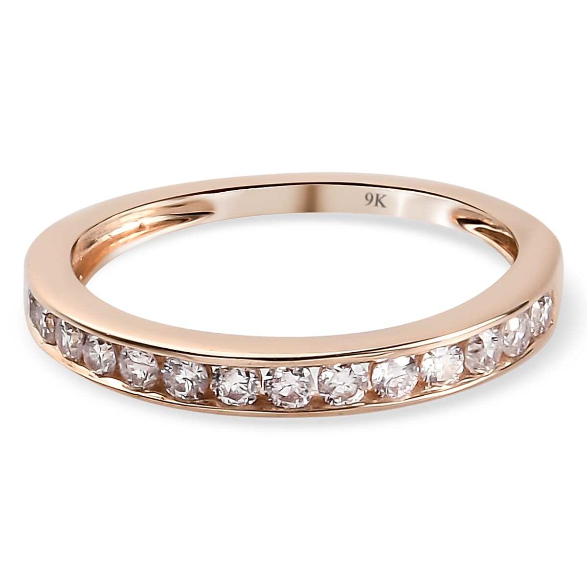 9K Rose Gold Natural Pink Diamond Half Eternity Ring 0.36 Ct.