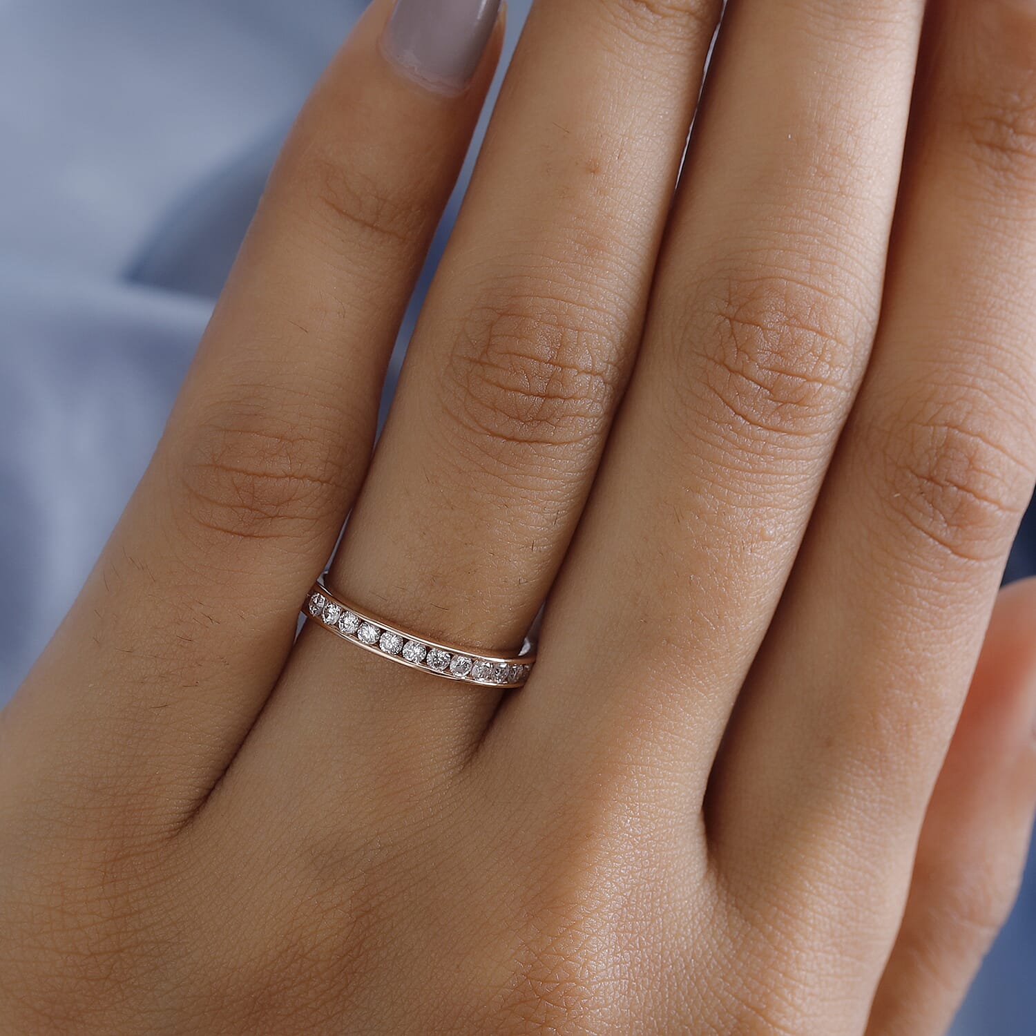 9K Rose Gold Natural Pink Diamond Half Eternity Ring 0.36 Ct.