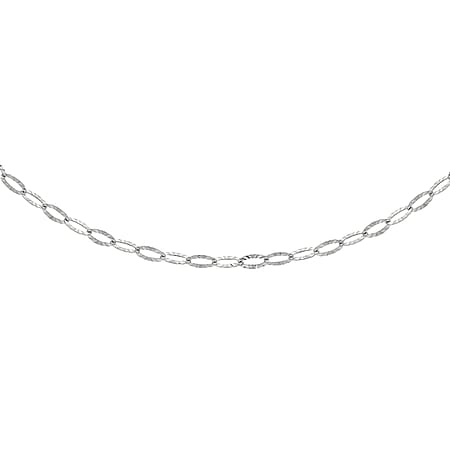 Sterling Silver Diamond Cut Flat Oval Belcher Chain 24 Inch