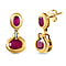 African Ruby, Moissanite Drop Push Post Earring in 18K Vermeil YG Plated Sterling Silver 4.73 ct  5.110  Ct.