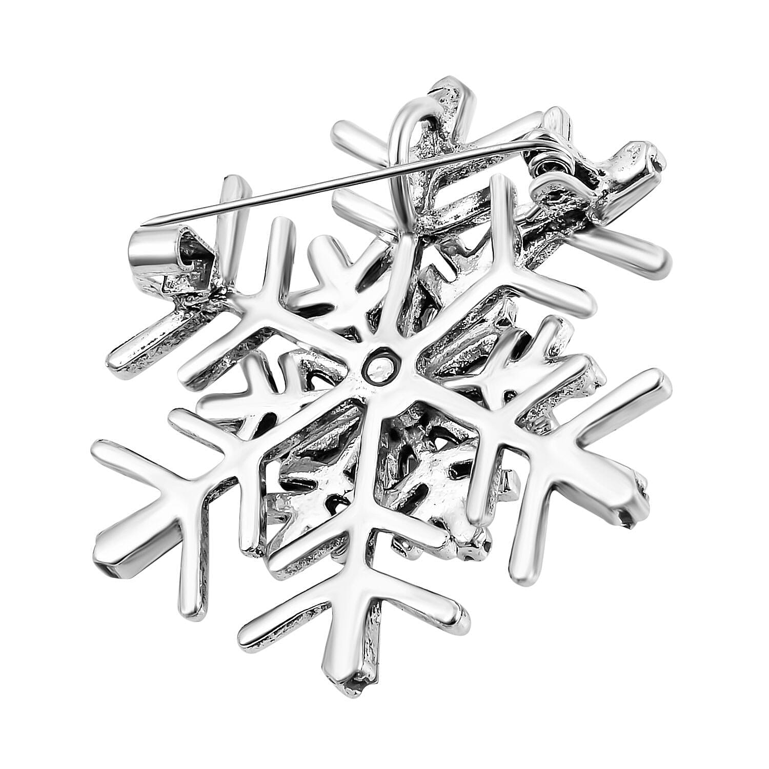 Green & White Austrian Crystal Pearl Brooch in Silver Tone