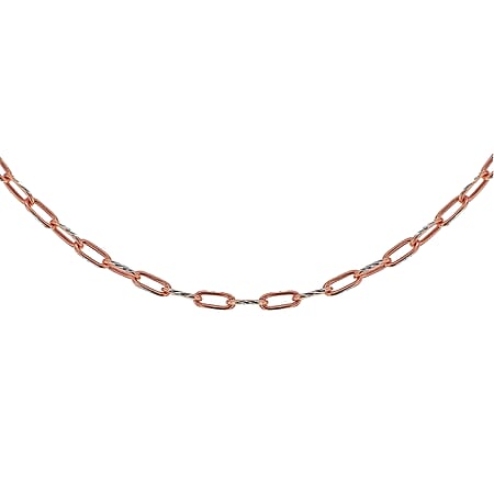 Sterling Silver 2 Tone Diamond Cut Paperclip Chain 20 Inch
