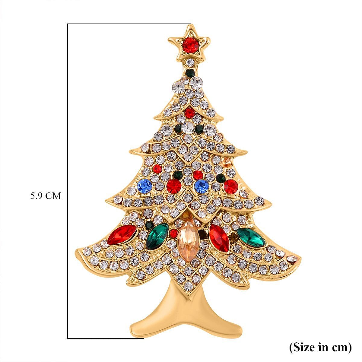 Multi Colour Austrian Crystal Enamelled Christmas Tree Brooch in Yellow Gold Tone Multi Colour Austrian Crystal Enamelled Christmas Tree Brooch in Yellow Gold Tone