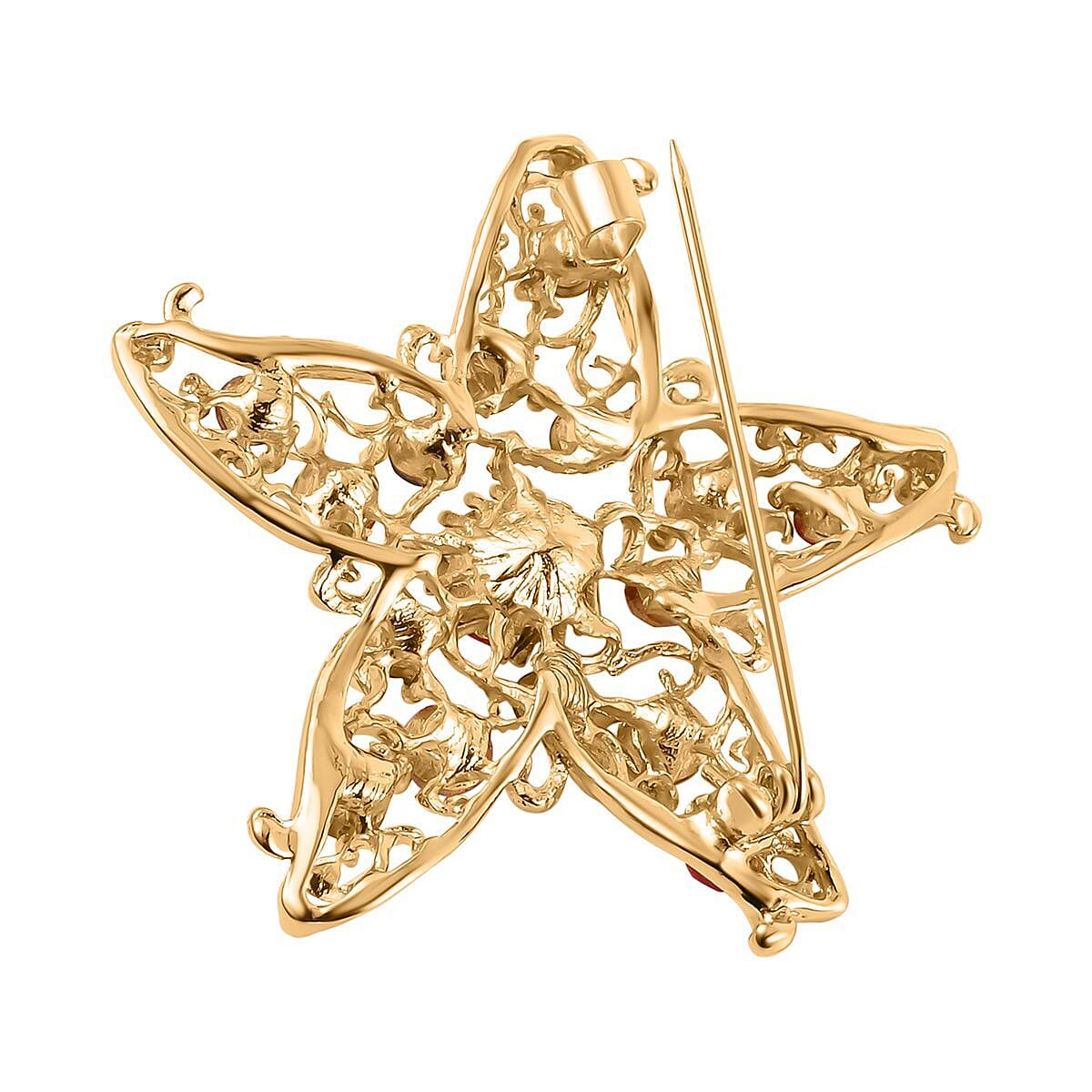 Back By Popular Demand - Multi Crystal Christmas Brooch - Star in Yellow Gold Tone