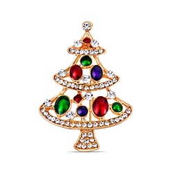 Multi Crystal Christmas Brooch - Santa