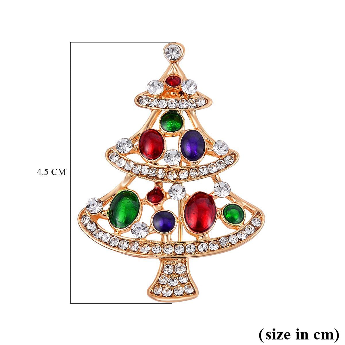 Multi Crystal Christmas Brooch - Tree