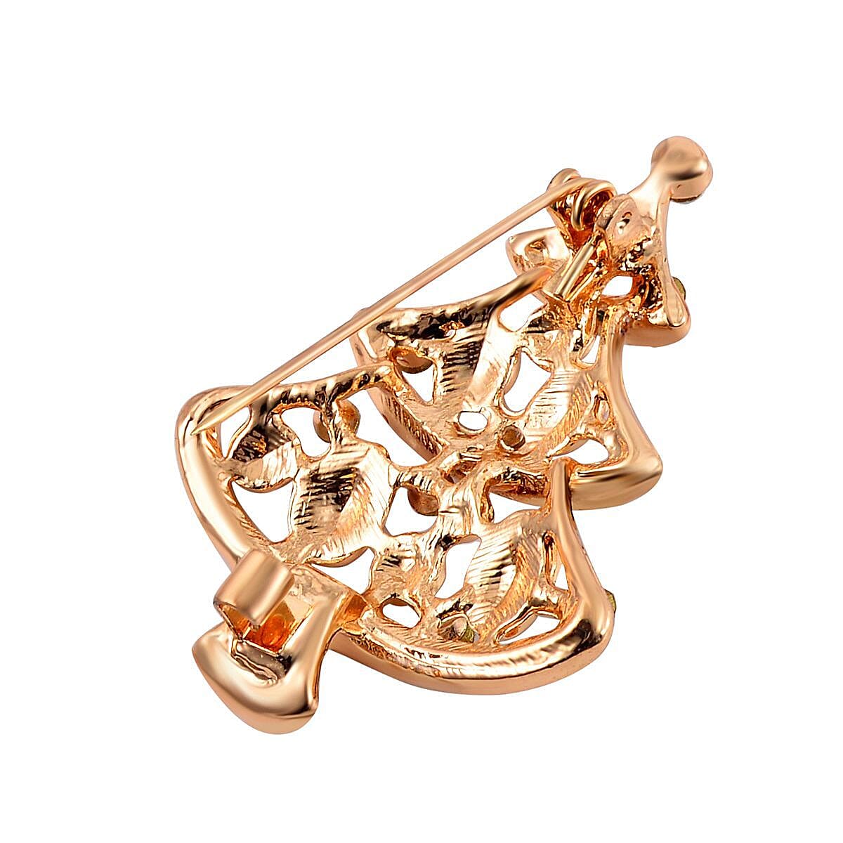 Multi Crystal Christmas Brooch - Tree