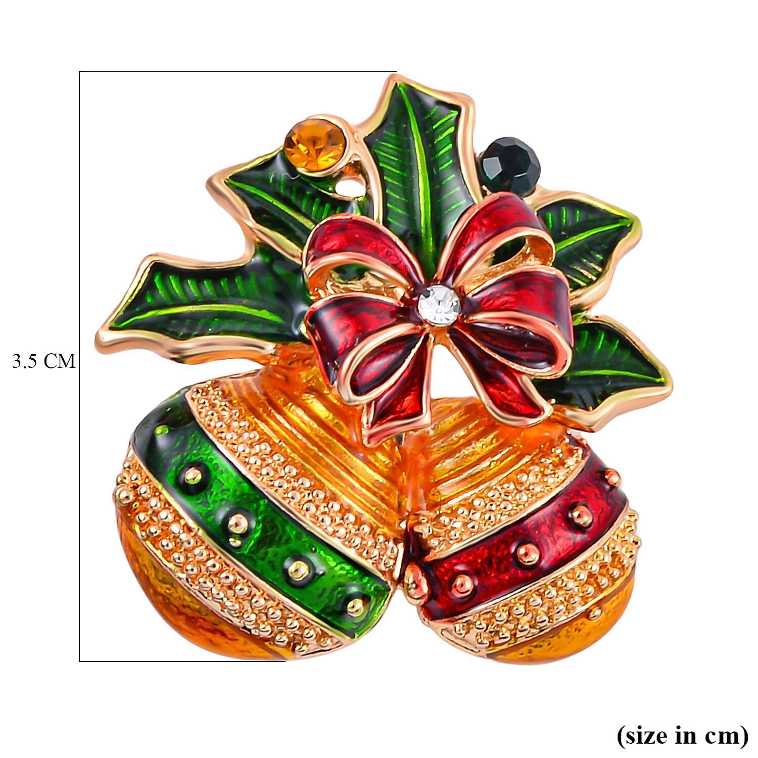 Multi Colour Austrian Crystal Enamelled Christmas Tree in Earthern Pot Brooch in Yellow Gold Tone