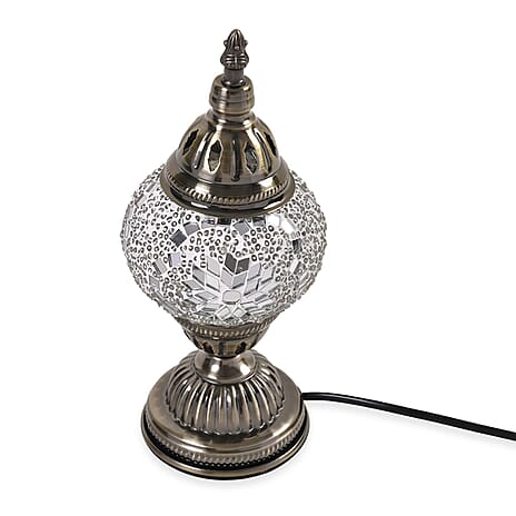 Classic Handcrafted Hemispherical Mosiac Table Sconce Lamp - White