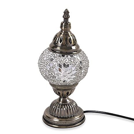 Classic Handcrafted Hemispherical Mosiac Table Sconce Lamp - White