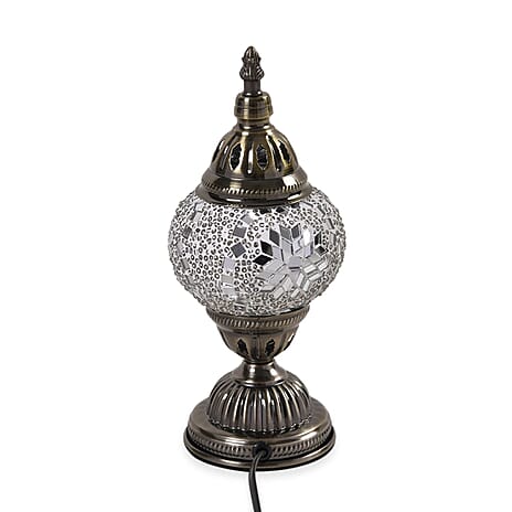 Classic Handcrafted Hemispherical Mosiac Table Sconce Lamp - White