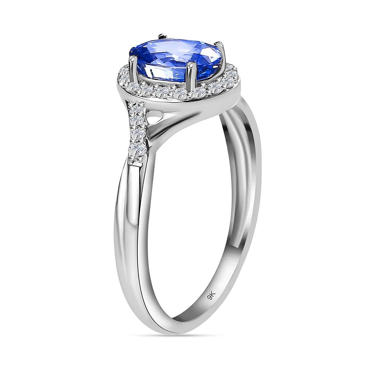 9K White Gold Blue Ceylon Sapphire & Diamond Solitaire Ring 1.20 Ct 9K White Gold Blue Ceylon Sapphire & Diamond Solitaire Ring 1.20 Ct