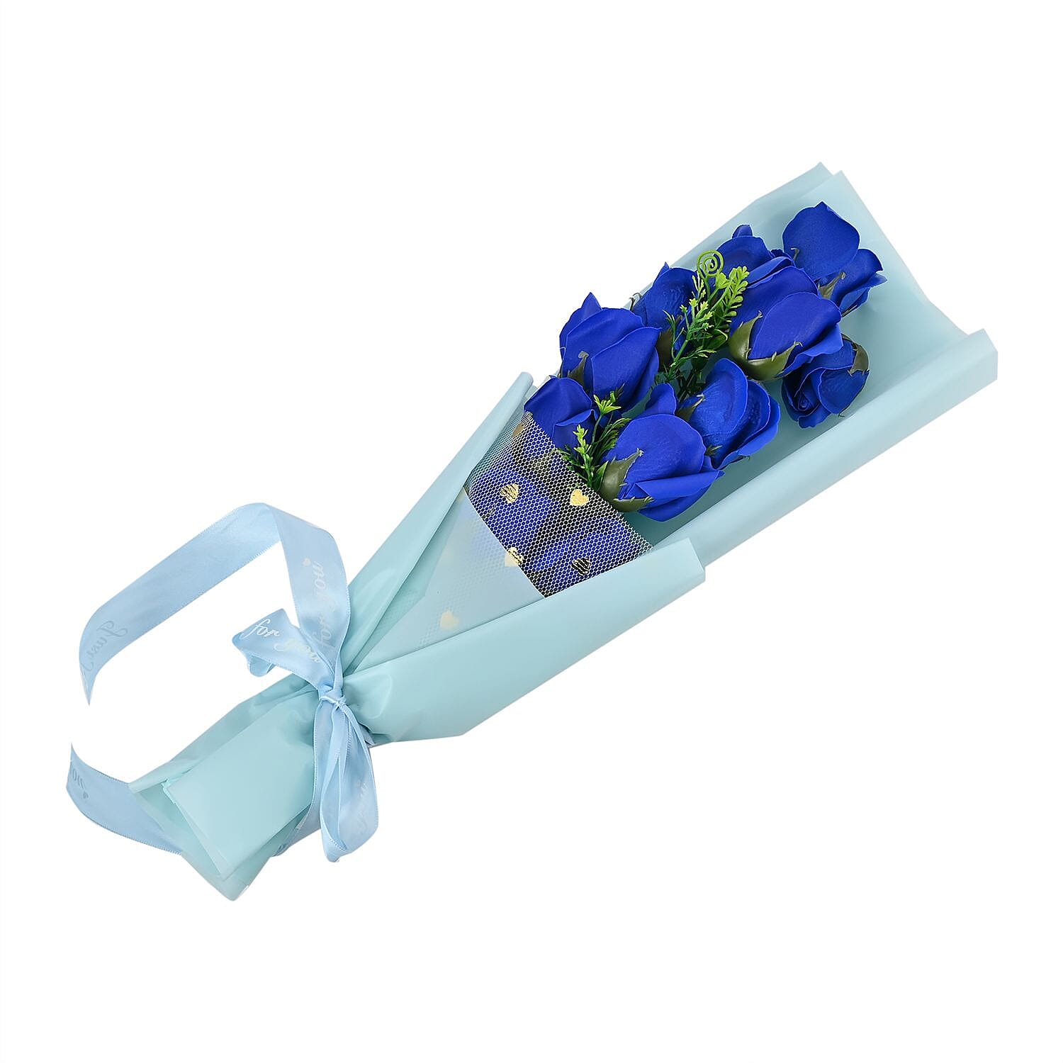 Soap Flowers Bouquet in Gift Box - Blue