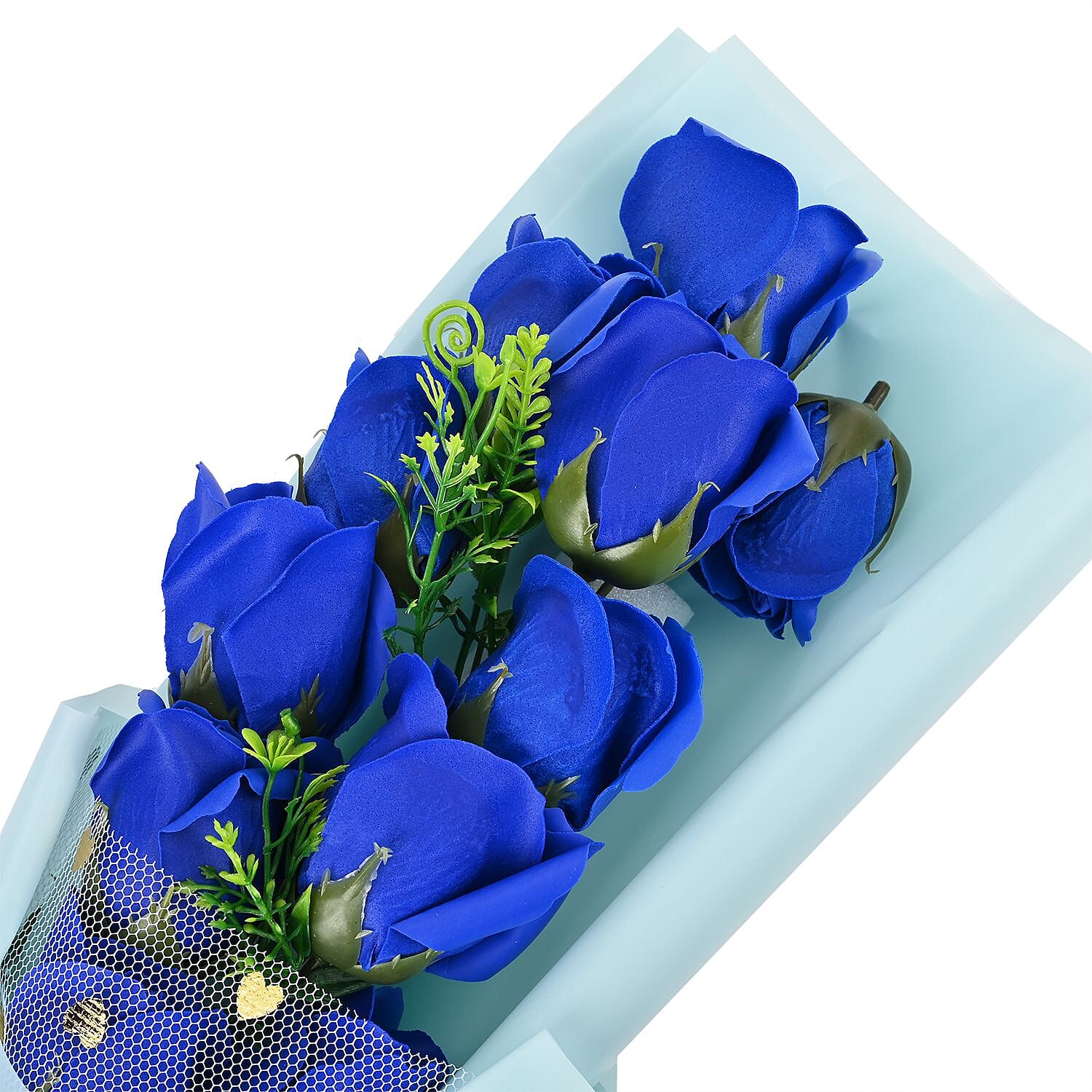 Soap Flowers Bouquet in Gift Box - Blue
