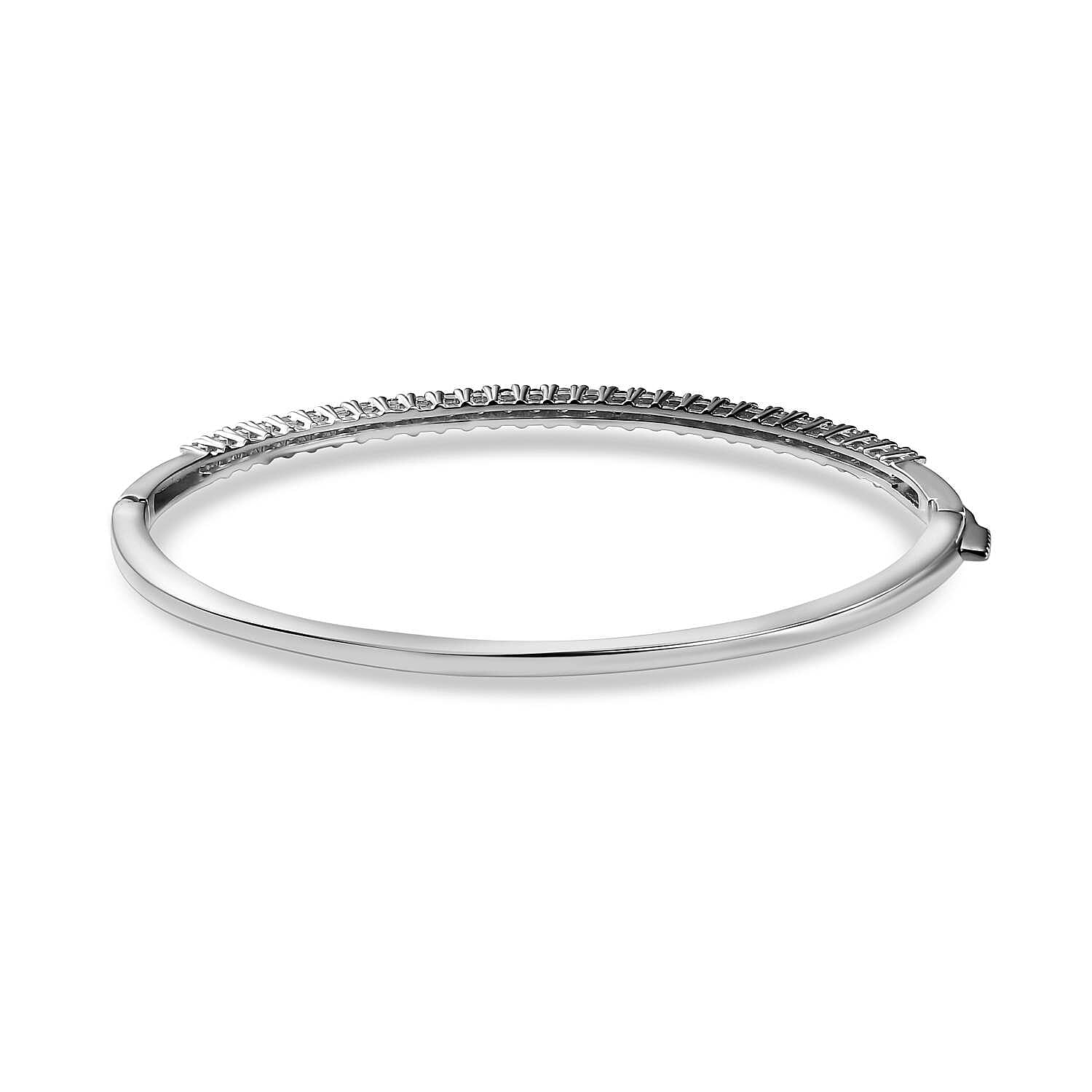 Rainbow Sapphire Bangle (Size - 7.5) in Platinum Overlay Sterling Silver 2.41 Ct, Silver Wt. 10.67 Gms