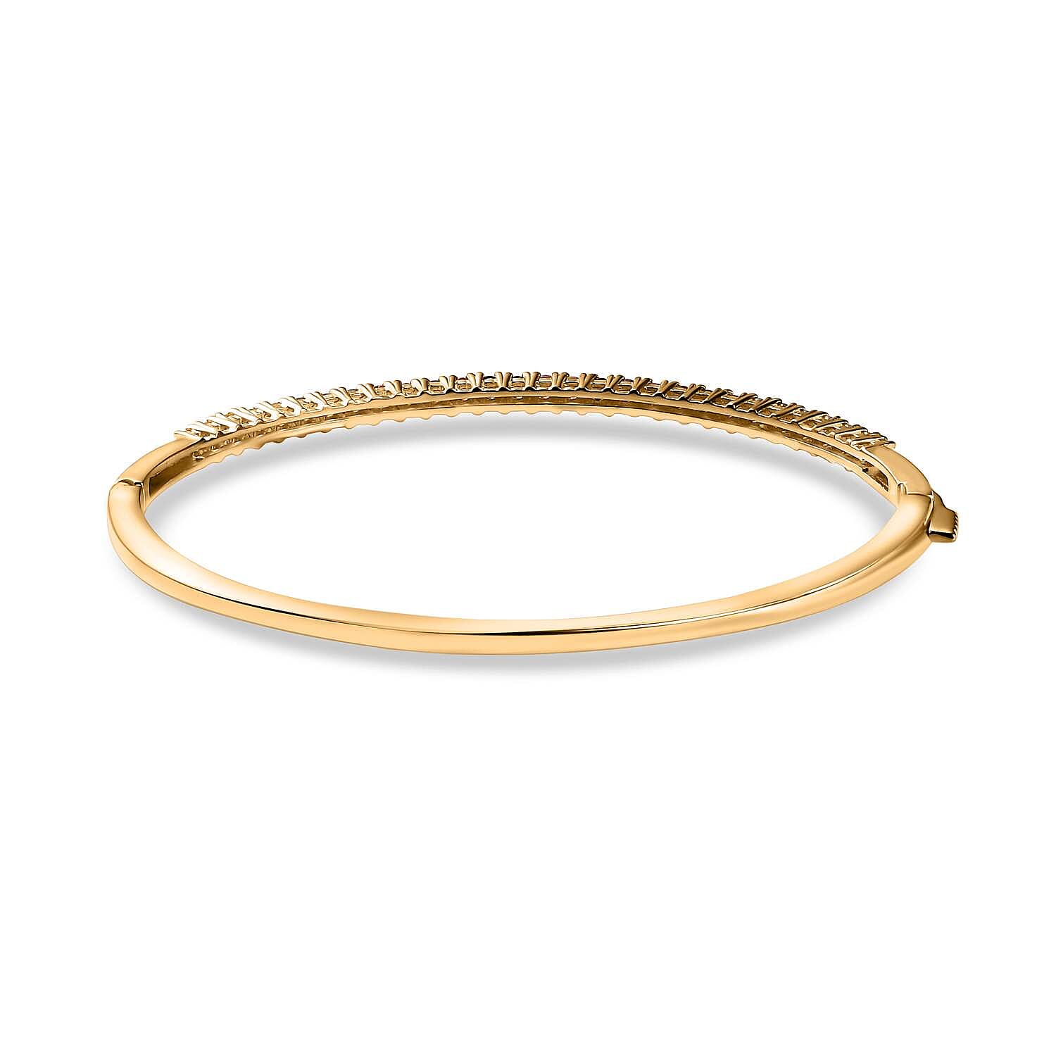 Rainbow Sapphire Bangle (Size - 7.5) in 18K Vermeil Yellow Gold Plated Sterling Silver 2.40 Ct, Silver Wt. 10.67 Gms