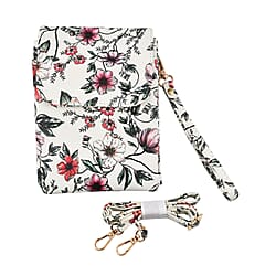 Floral Crossbody Faux Leather Bag with Shoulder Strap - White