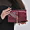V Shaped Quilted Pattern Leatherette Crossbody Bag With Detachable Shoulder Strap & Swingy Metal Tassel - Burgundy & Black