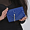 V Shaped Quilted Pattern Leatherette Crossbody Bag With Detachable Shoulder Strap & Swingy Metal Tassel - Champagne & Black