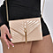 V Shaped Quilted Pattern Leatherette Crossbody Bag With Detachable Shoulder Strap & Swingy Metal Tassel - Champagne & Black