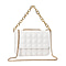 First Time Vicenza Closeout Quilted Checker Pattern Crossbody Bag With Metallic Chain - White