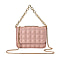 First Time Vicenza Closeout Quilted Checker Pattern Crossbody Bag With Metallic Chain - Pink