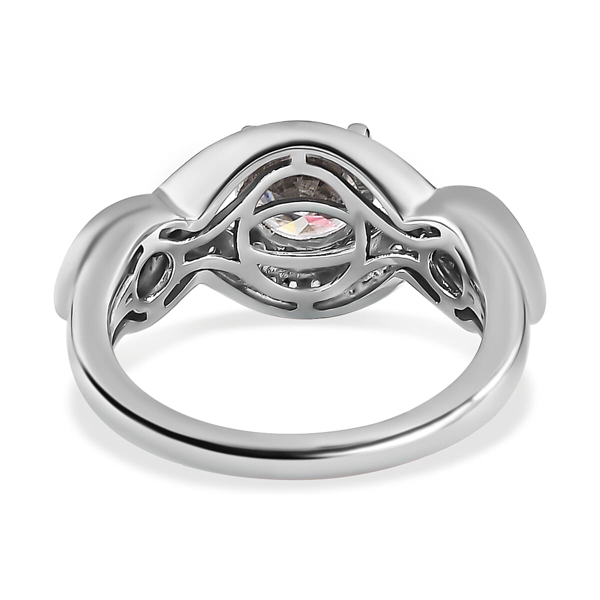 Moissanite Infinity Ring in Platinum Overlay Sterling Silver 1.30 Ct.