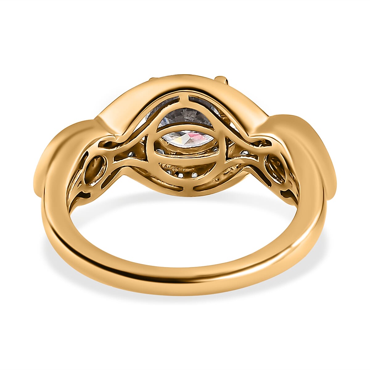 Moissanite Infinity Ring in 18K Yellow Gold Vermeil Plated Sterling Silver 1.30 Ct.