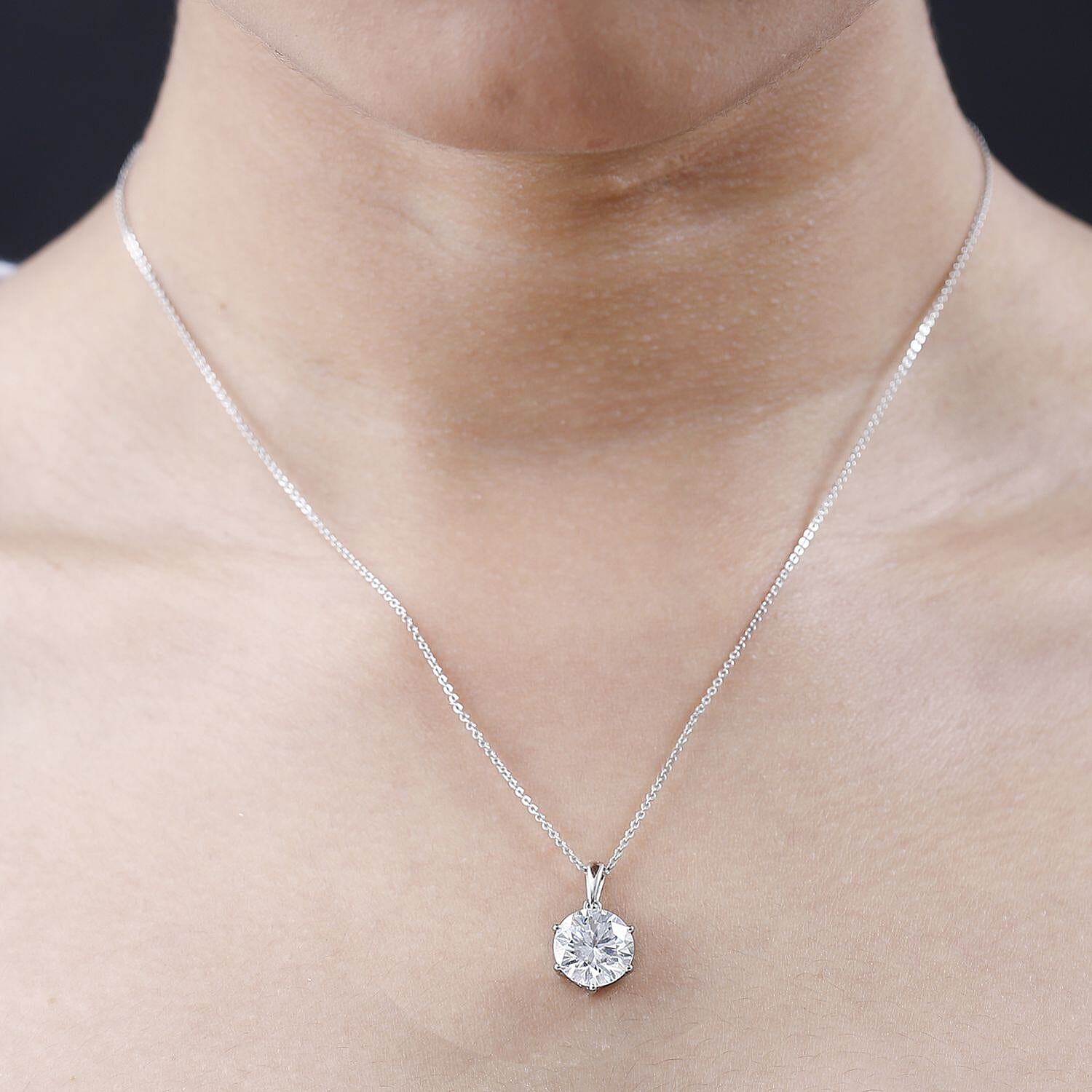 950 Platinum Moissanite Solitaire Pendant 3.47 Ct.