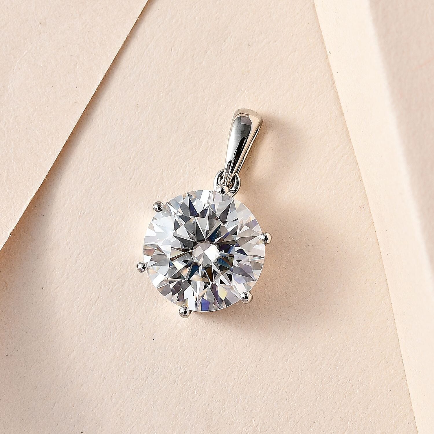 950 Platinum Moissanite Solitaire Pendant 3.47 Ct.