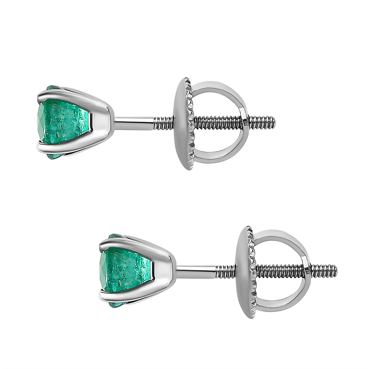 950 Platinum AAA Gemfield Emerald Solitaire Earrings 1.00 Ct.
