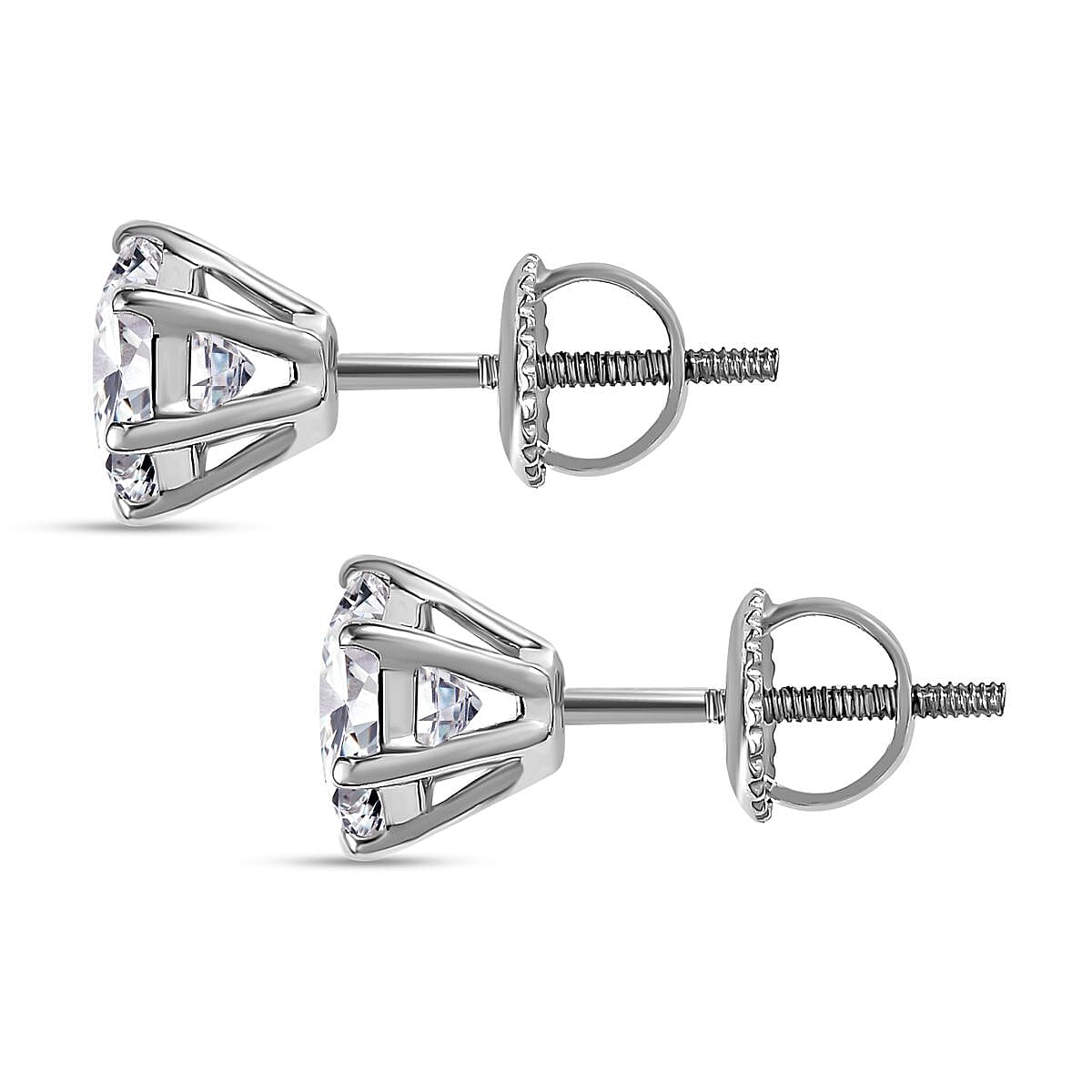 950 Platinum Moissanite Solitaire Earrings With Screw Back 1.86 Ct. 950 Platinum Moissanite Solitaire Earrings With Screw Back 1.86 Ct.