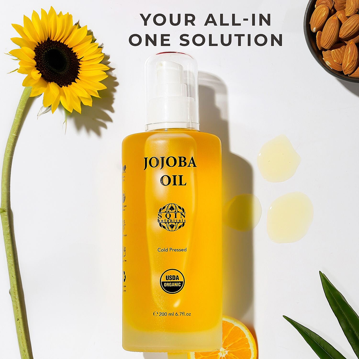 Sqin Botanicals - 100% Organic Cold Pressed Natural Jojoba Oil  200ml