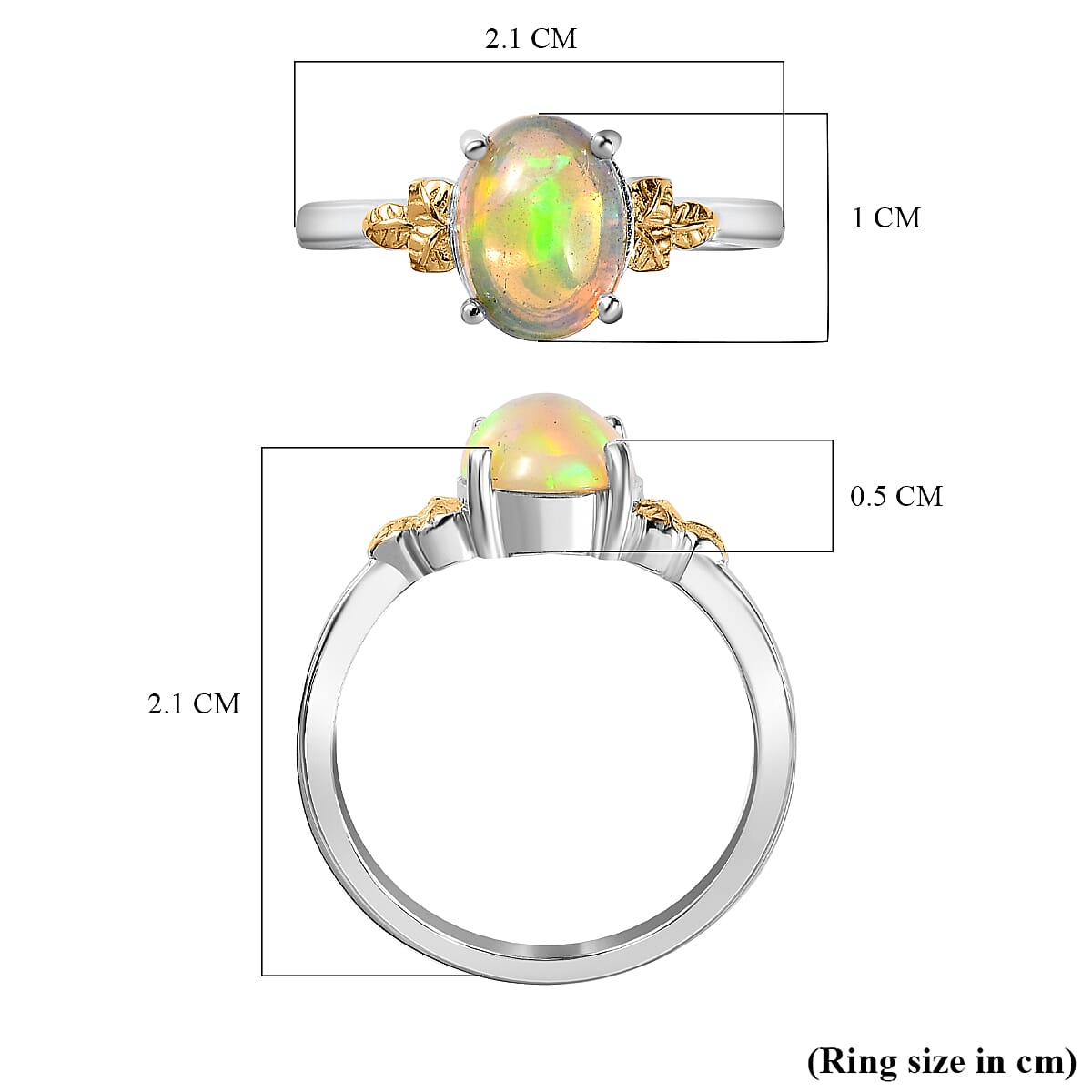 Ethiopian Welo Opal Solitaire Ring in Two-Tone Plated Sterling Silver 1.13 Ct