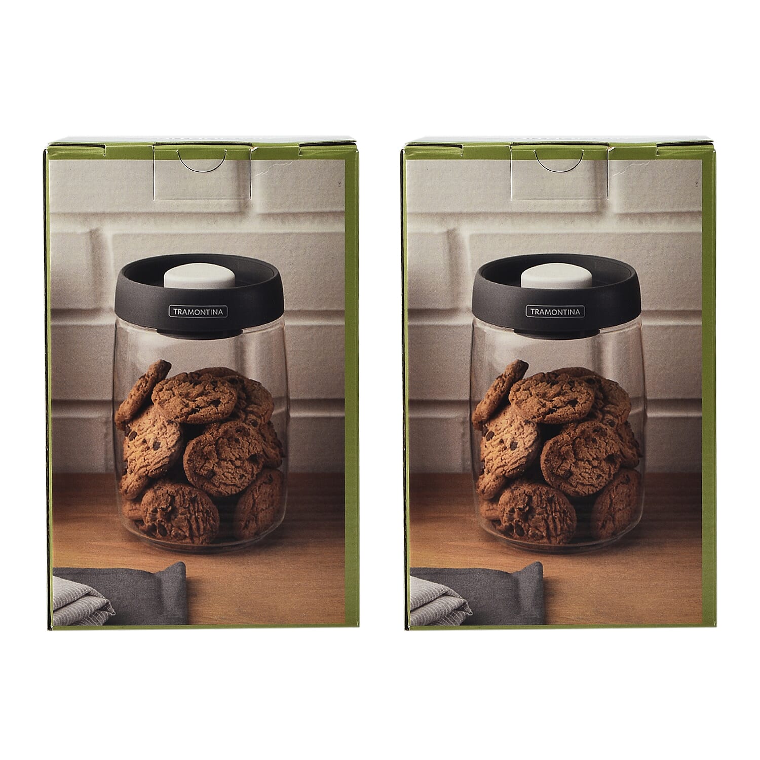 Tramontina Glass Vacuum Container with Lid (2 x 1.20L)