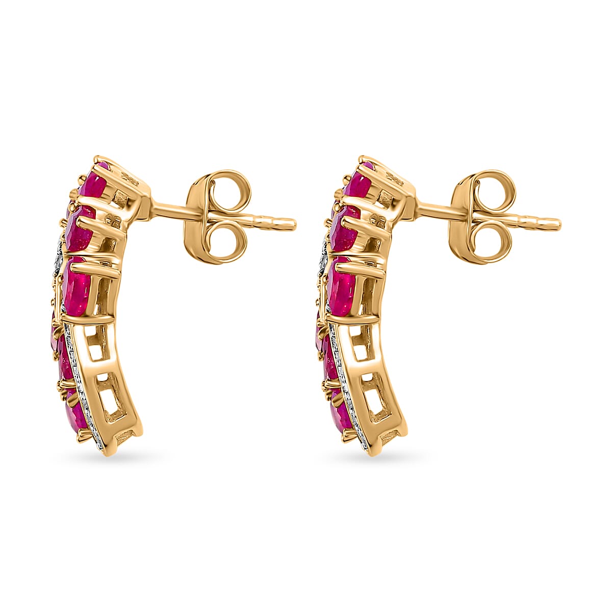 GP Celestial Dream Collection - African Ruby & Natural Zircon Earrings in Sterling Silver 4.14 Ct