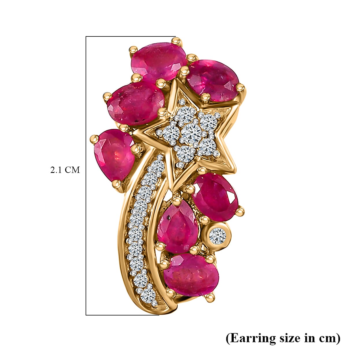 GP Celestial Dream Collection - African Ruby & Natural Zircon Earrings in Sterling Silver 4.14 Ct