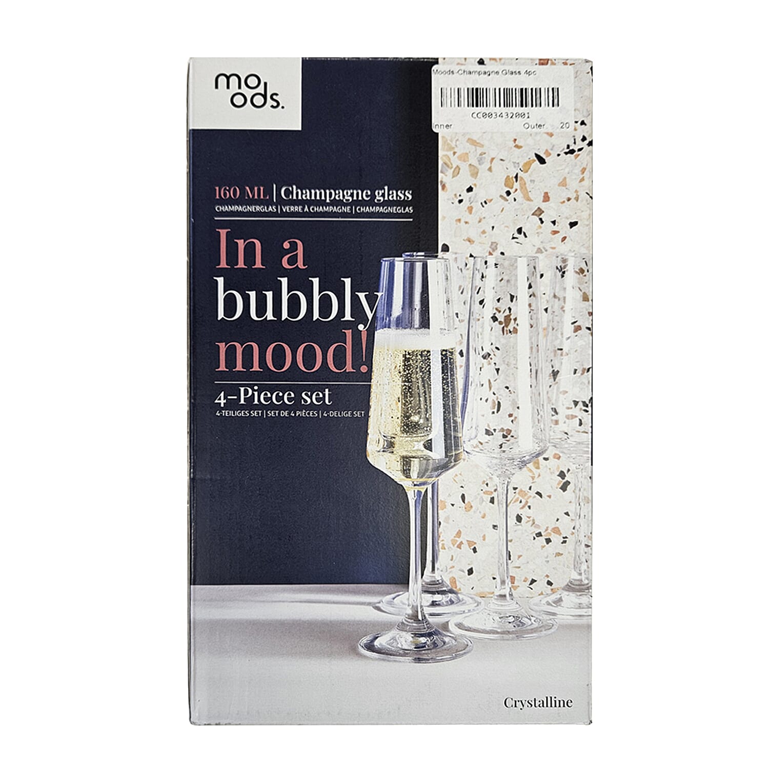 Set of 4 - Moods Champagne Glasses (160 mlx4)