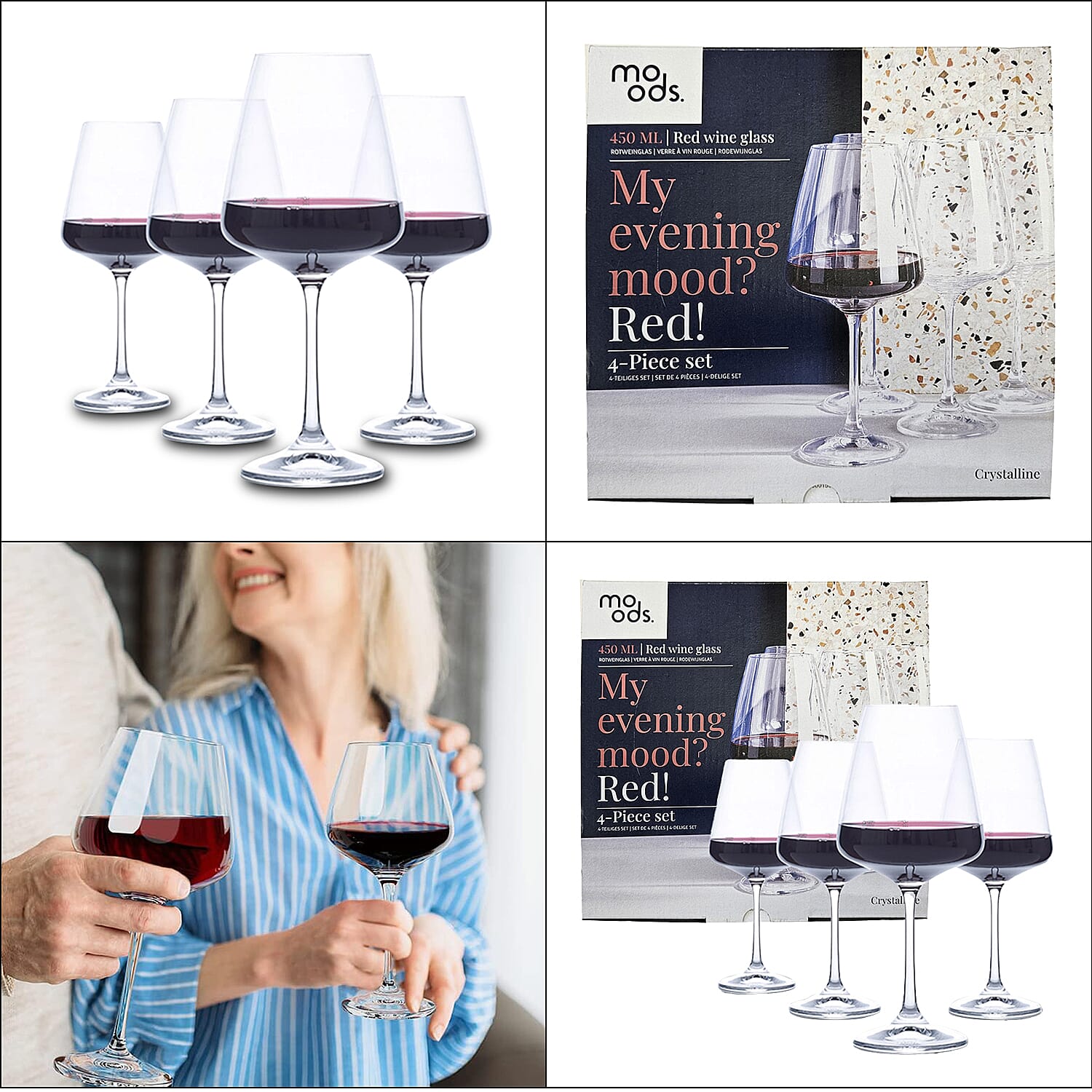 Set of 4 - Moods Red Wine Glasses (450 mlx4)