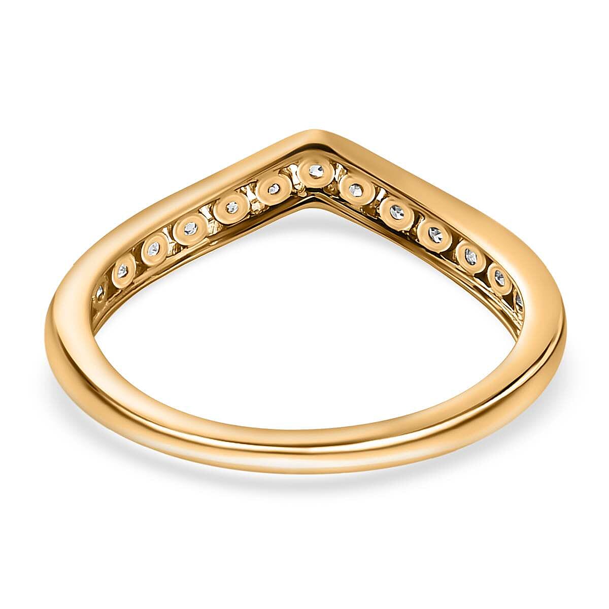 NY Closeout- Cubic Zirconia Wishbone Ring in 18K Yellow Gold Vermeil Plated Sterling Silver