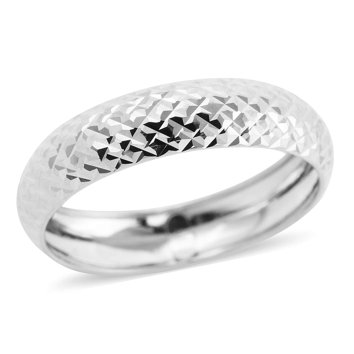Royal Bali Collection - 9K White Gold Diamond Cut Band Ring