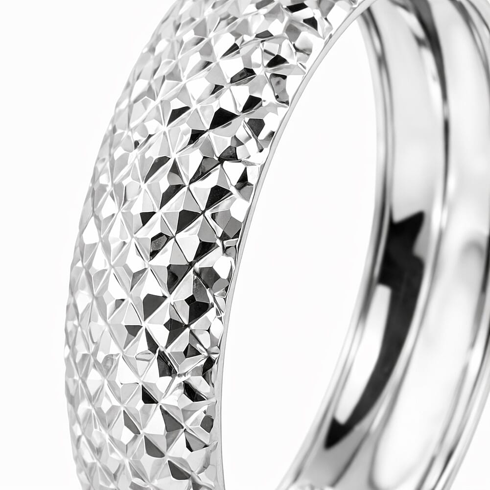 Royal Bali Collection - 9K White Gold Diamond Cut Band Ring