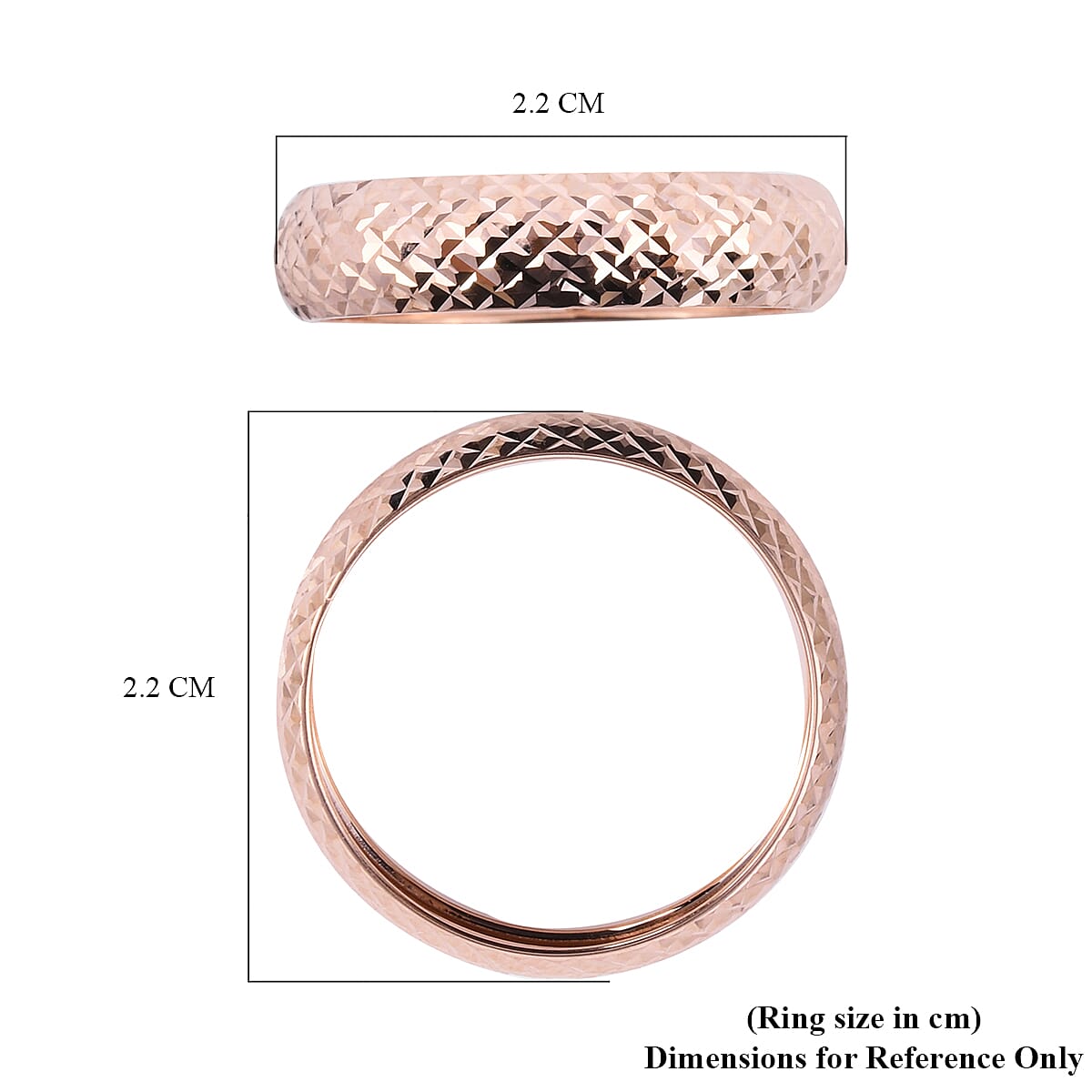 Royal Bali Collection - 9K Rose Gold (Diamond Cut) Band Ring
