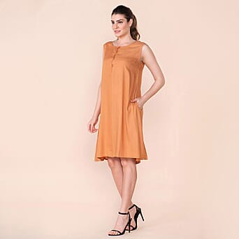https://tjcuk.sirv.com/Products/76/1/7615341/TAMSY-Solid-Pattern-Womens-Sleeveless-Dress-Orange_7615341_3.jpg?w=342&h=342