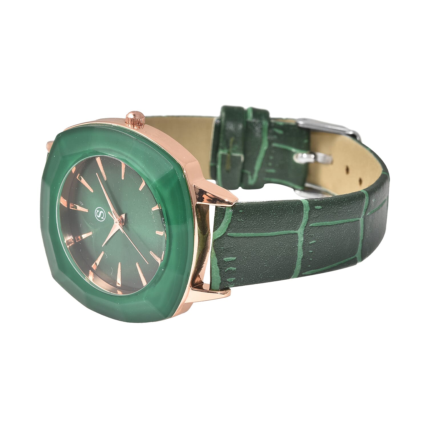 STRADA Japanese Movement Water Resistant Watch with Green PU Strap - Green