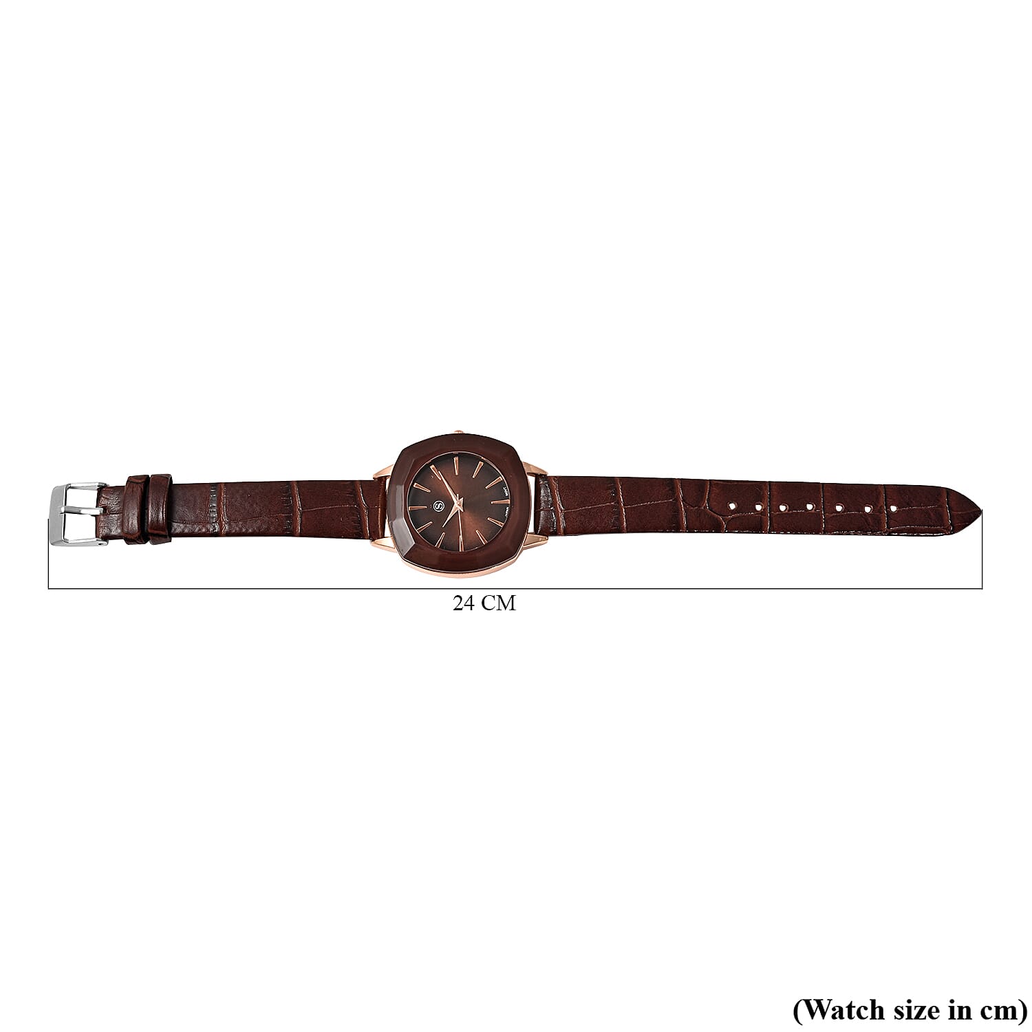 STRADA Japanese Movement Water Resistant Watch with Dark Brown Leather Strap